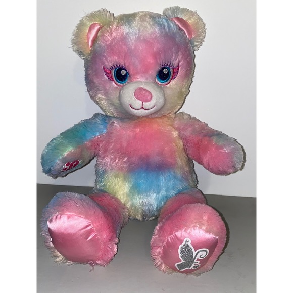 Build-A-Bear Workshop Other - Build-A-Bear Workshop Pastel Swirl Tie Dye Plush Bear Pink Blue Yellow 18"